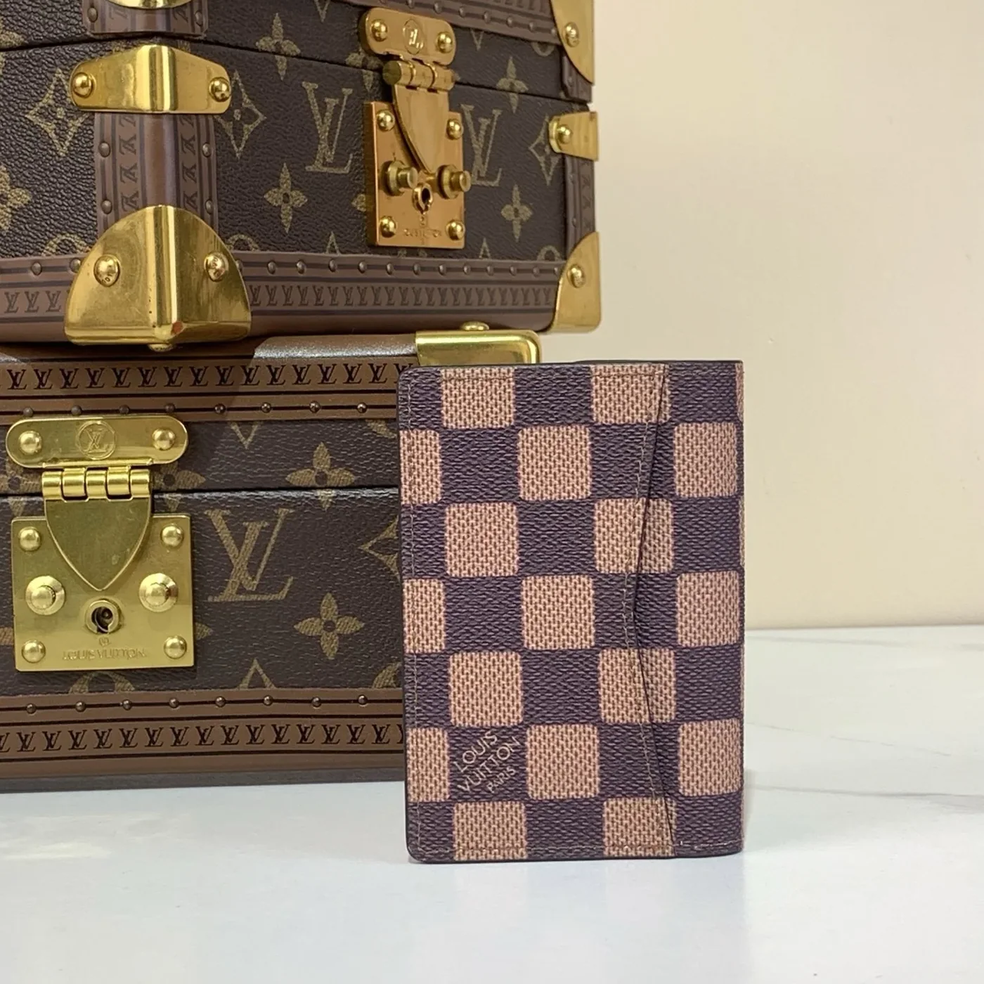 Louis Vuitton Pocket Organizer Damier Wallet Brown /