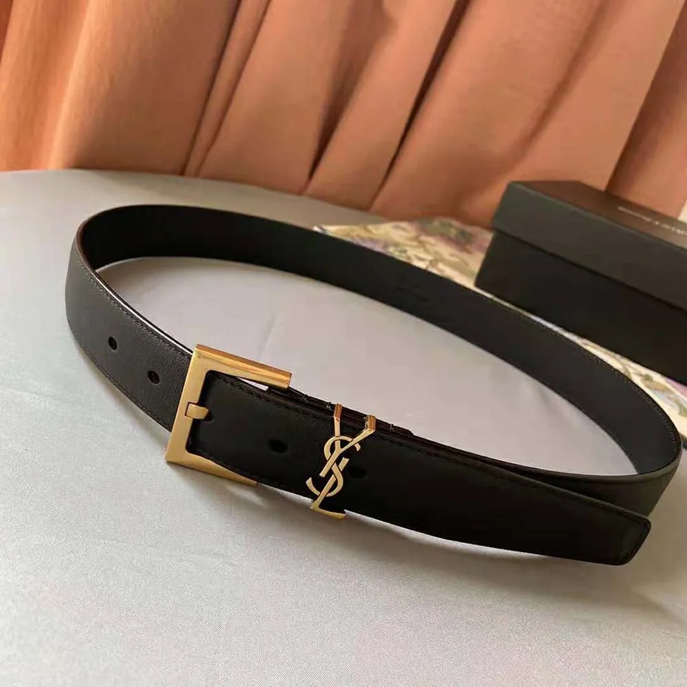 Saint Laurent YSL Monogram Narrow Belt with Square Buckle in Lacquered Leather for Women Saint Laurent YSL Monogram Narrow Belt with Square Buckle in Lacquered Leather for Women