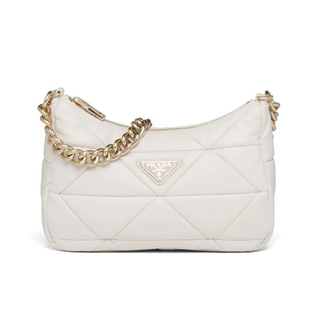 Prada System Nappa Leather Patchwork Shoulder Bag for Women in White Prada System Nappa Leather Patchwork Shoulder Bag for Women in White