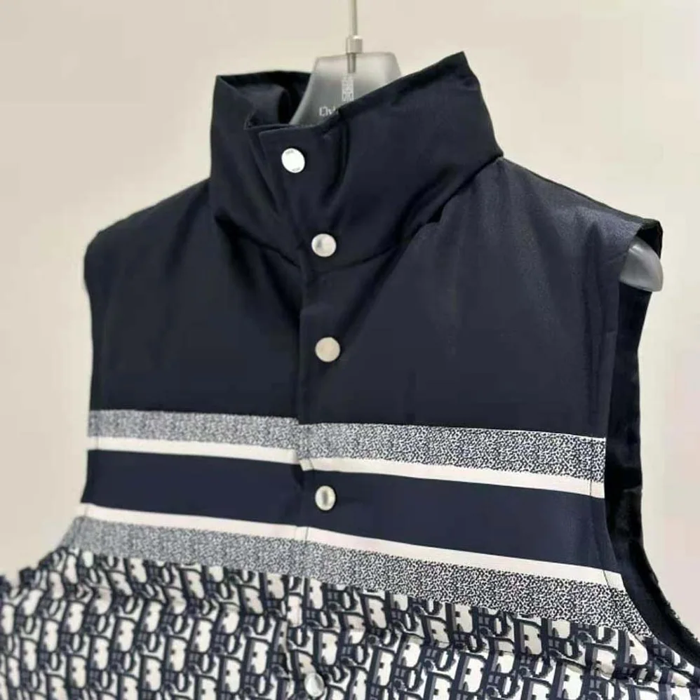 Dior Reversible Puffer Vest Blue and Ecru Dior Oblique Quilted Technical Taffeta for Women Dior Reversible Puffer Vest Blue and Ecru Dior Oblique Quilted Technical Taffeta for Women