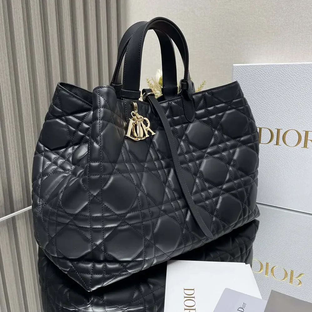 Dior Large Dior Toujours Bag Black Macrocannage Calfskin for Women Dior Large Dior Toujours Bag Black Macrocannage Calfskin for Women