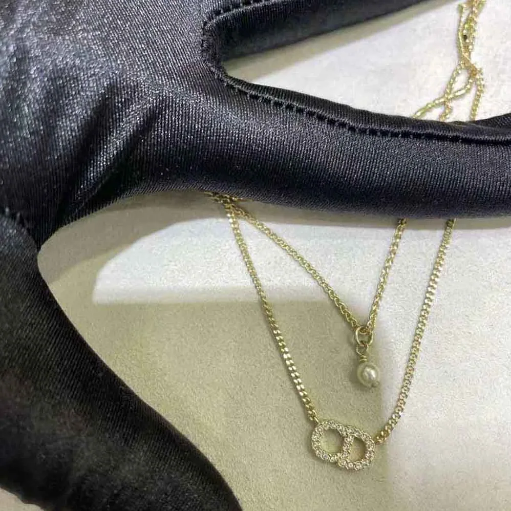 Dior Clair D Lune Necklace Gold-Finish Metal and White Crystals for Women Dior Clair D Lune Necklace Gold-Finish Metal and White Crystals for Women