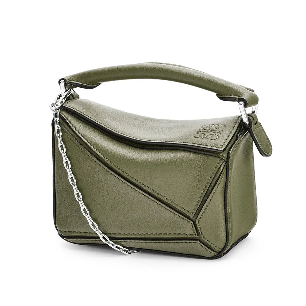 Loewe Nano Puzzle Bag in Classic Calfskin for Women in Green