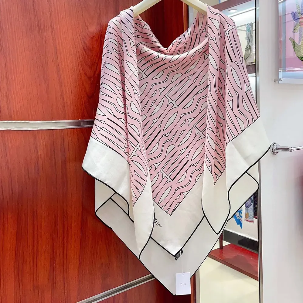 Dior Miss Dior Allover 90 Square Scarf White and Pale Pink Silk Twill for Unisex Dior Miss Dior Allover 90 Square Scarf White and Pale Pink Silk Twill for Unisex