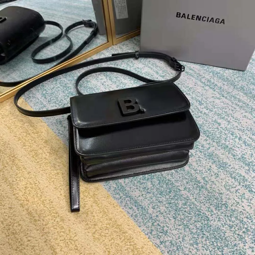 Balenciaga B Small Bag in Black Shiny Calfskin for Women