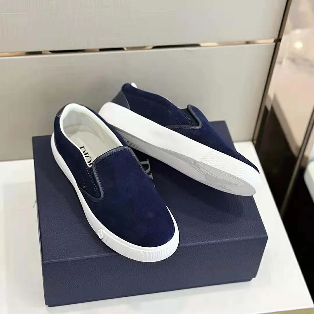 Dior B101 Slip-on Sneaker Navy Blue Suede and Smooth Calfskin for Men