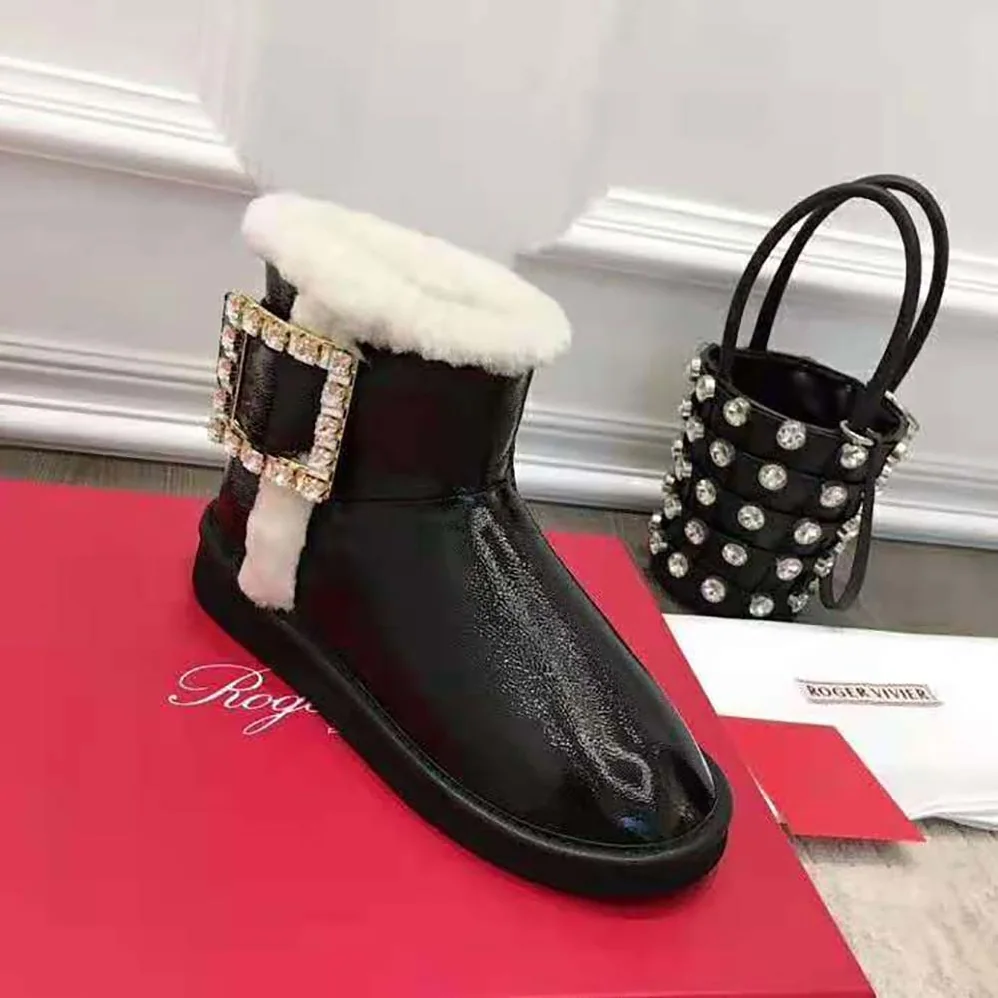 Roger Vivier Winter Viv' Strass Buckle Booties in Patent Leather
