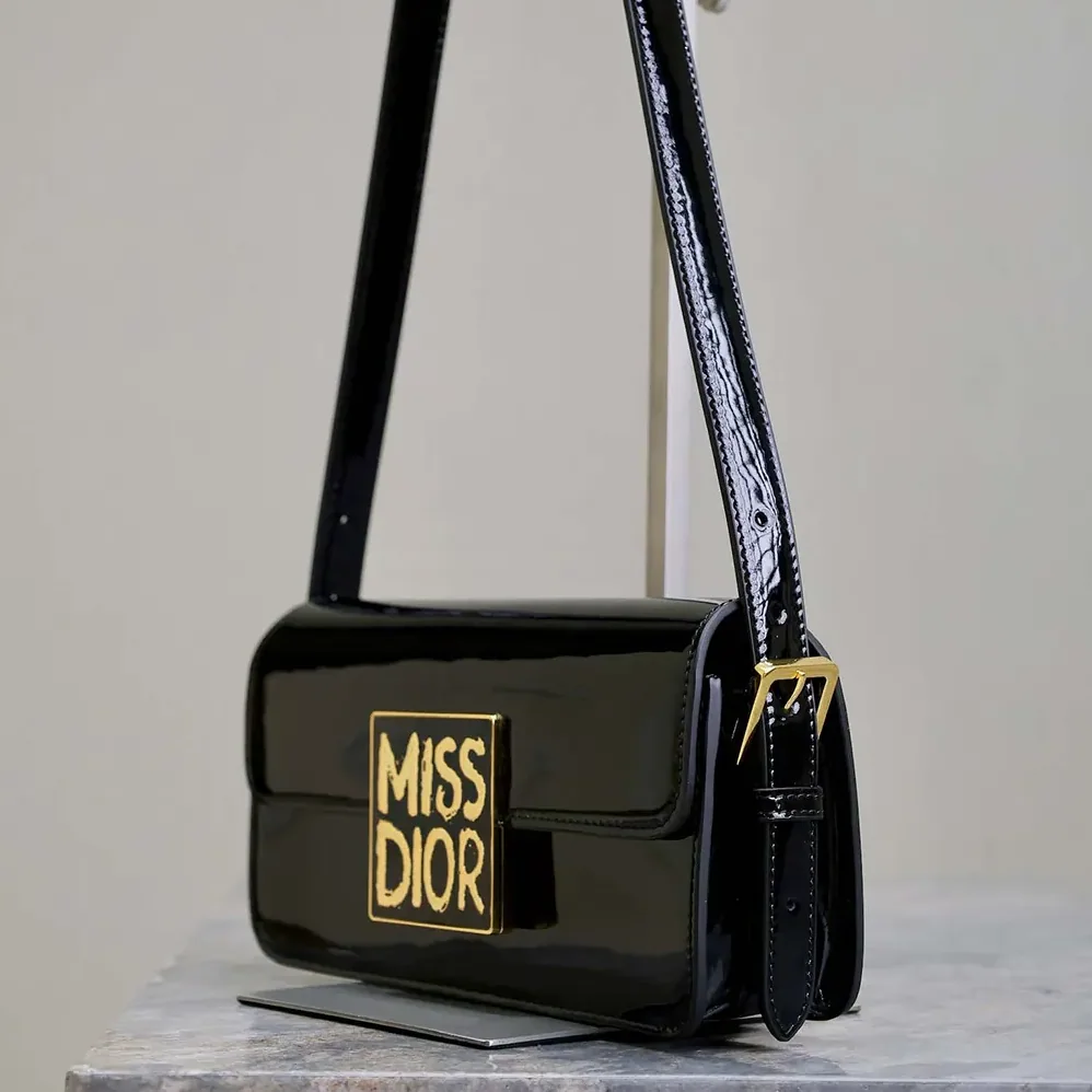Dior Miss Dior Flap Bag Black Patent Calfskin for Women Dior Miss Dior Flap Bag Black Patent Calfskin for Women