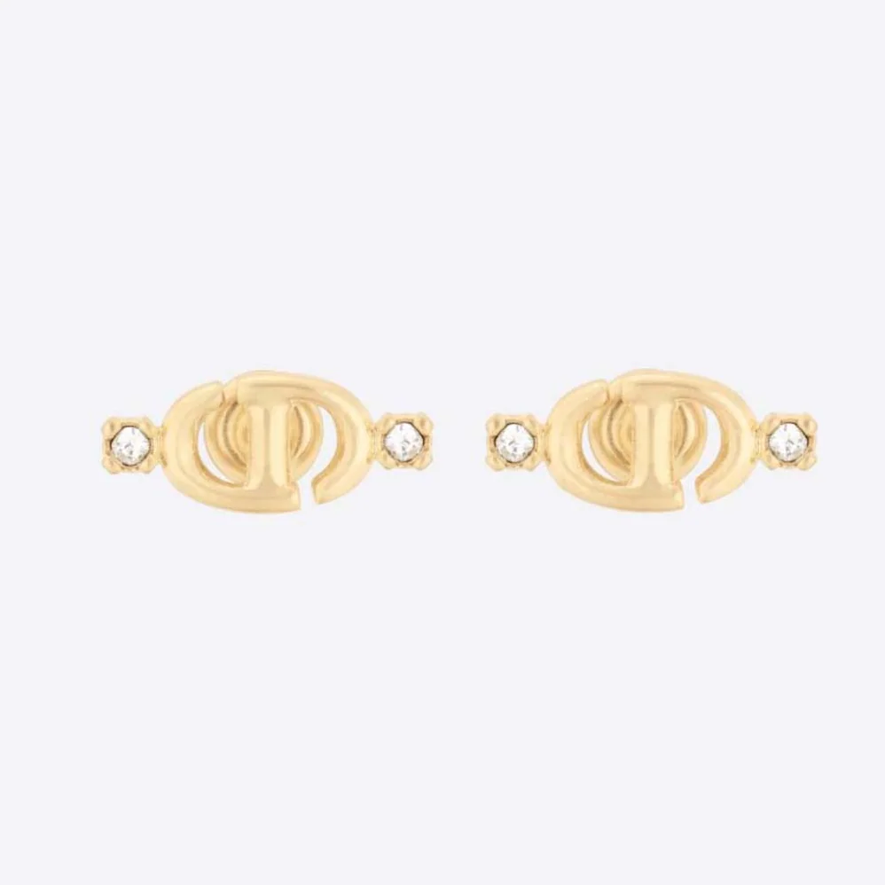 Dior CD Navy Stud Earrings Gold-Finish Metal and Silver for Women in Tone Crystals Dior CD Navy Stud Earrings Gold-Finish Metal and Silver for Women in Tone Crystals