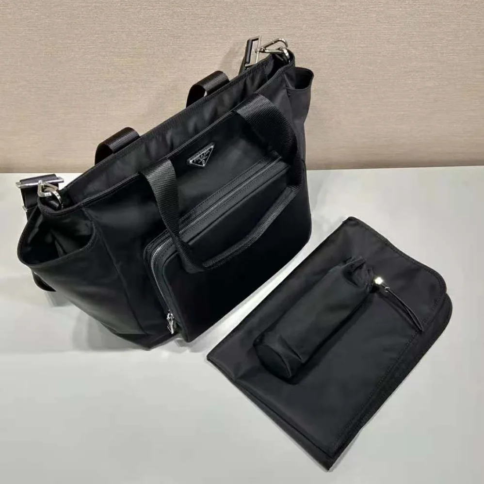 Prada Re-Nylon Baby Bag with Triangle Logo for Unisex in Black Prada Re-Nylon Baby Bag with Triangle Logo for Unisex in Black