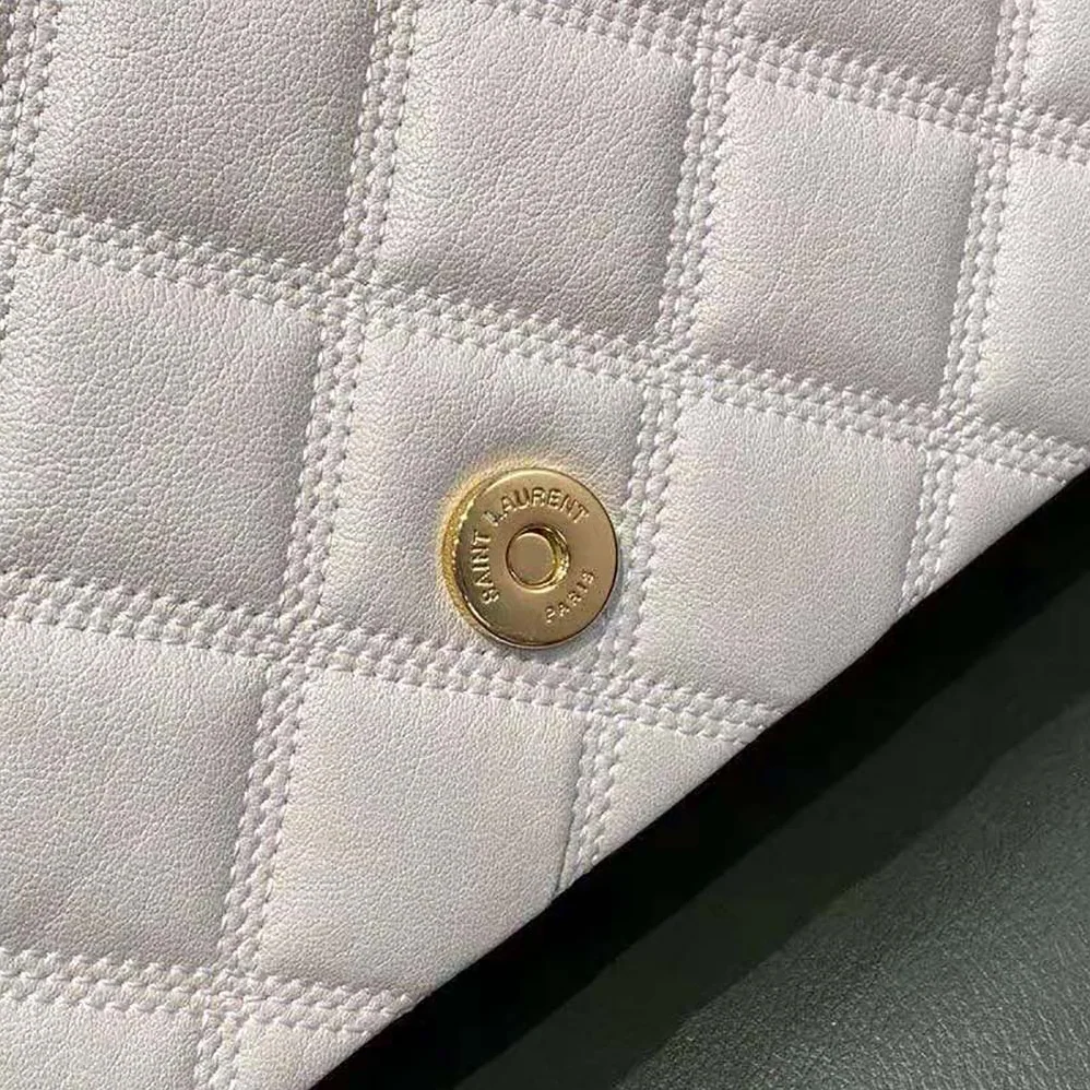 Saint Laurent YSL Becky Mmini Chain Bag in Carre-Quilted Lambskin for Women in White Saint Laurent YSL Becky Mmini Chain Bag in Carre-Quilted Lambskin for Women in White