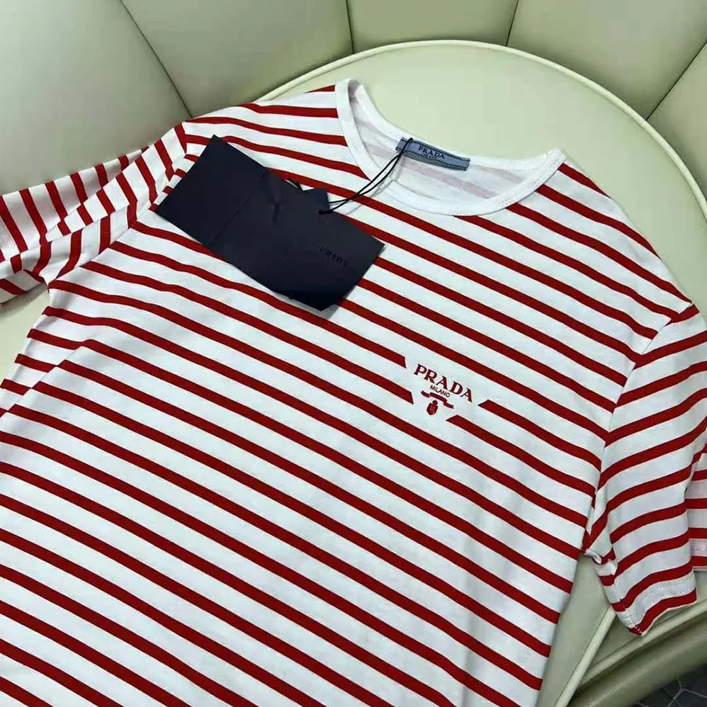 Prada Printed Interlock T-shirt for Women in Red