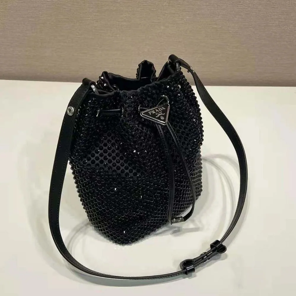 Prada Satin Mini-bag with Crystals for Women in Black Prada Satin Mini-bag with Crystals for Women in Black