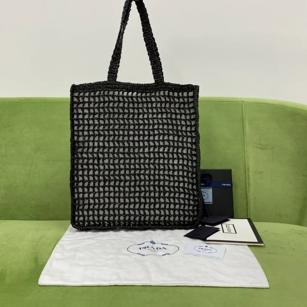 Prada Raffia Tote Bag Black Prada Raffia Tote Bag Black