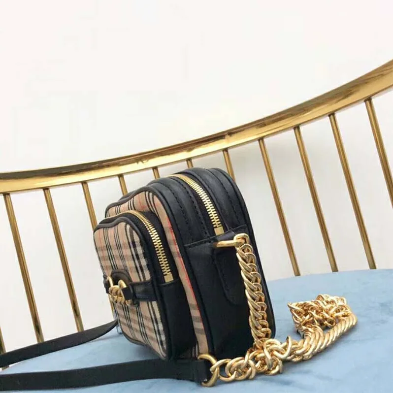 Burberry The 1983 Check Link Camera Bag for Women in Black Burberry The 1983 Check Link Camera Bag for Women in Black