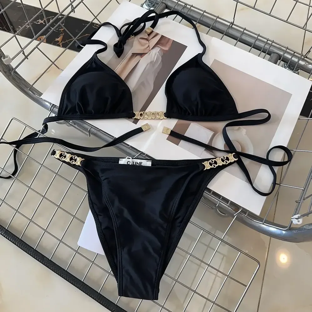 Celine Triomphe Triangle Top / Swimsuit Bottom in Matte Jersey 2X24M152C.38NO for Women