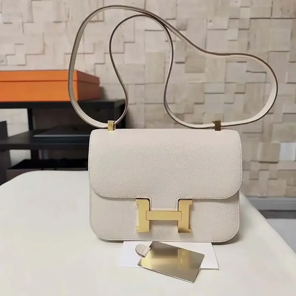 Hermes Constance 24 Bag Epsom Leather for Women in White/Gold