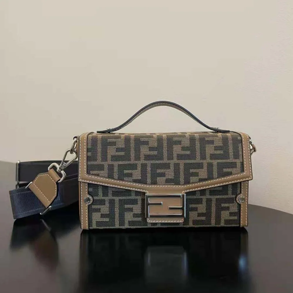 Fendi Baguette Soft Trunk Brown FF Fabric Bag for Men