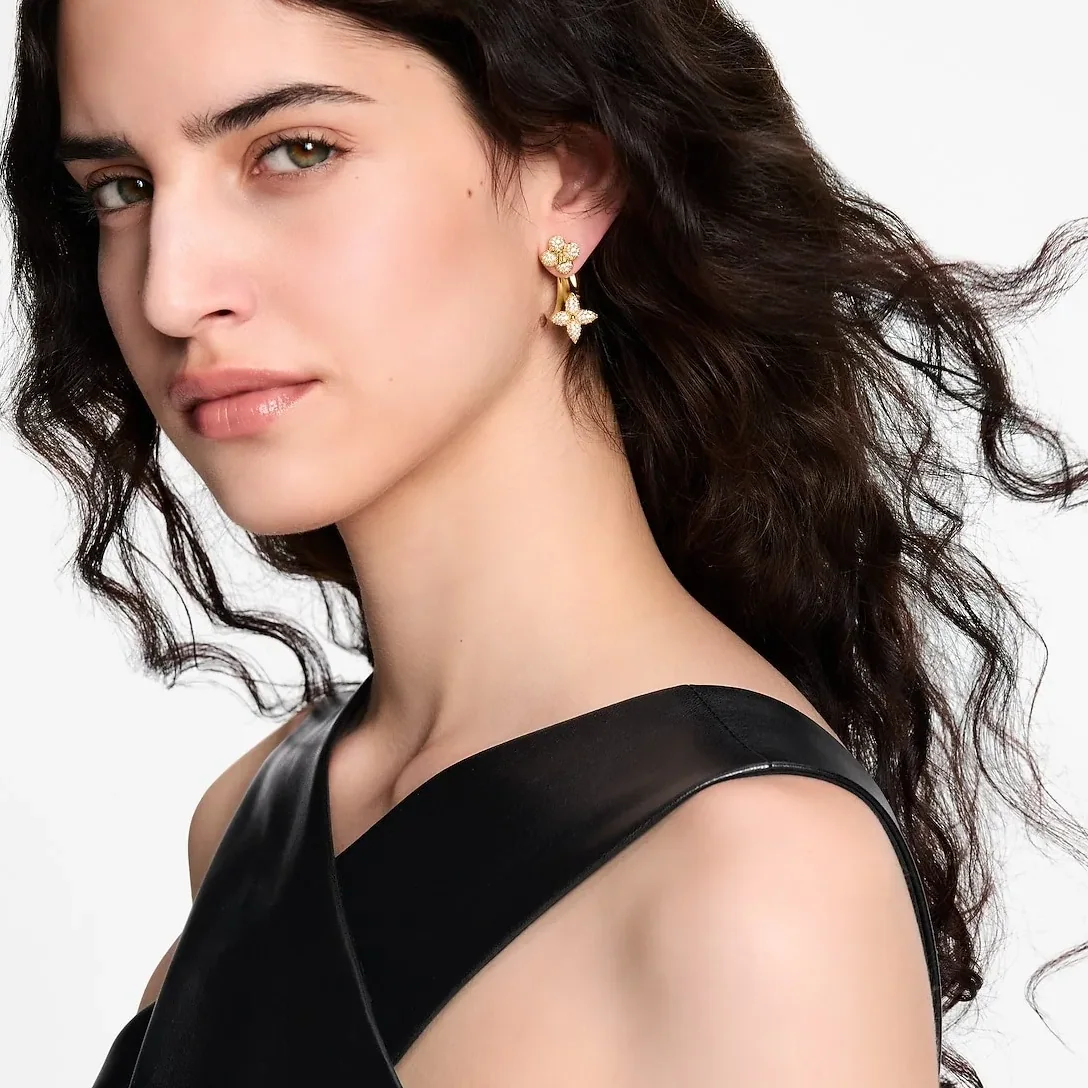 Louis Vuitton LV Flower Comet Earrings Gold Hardware