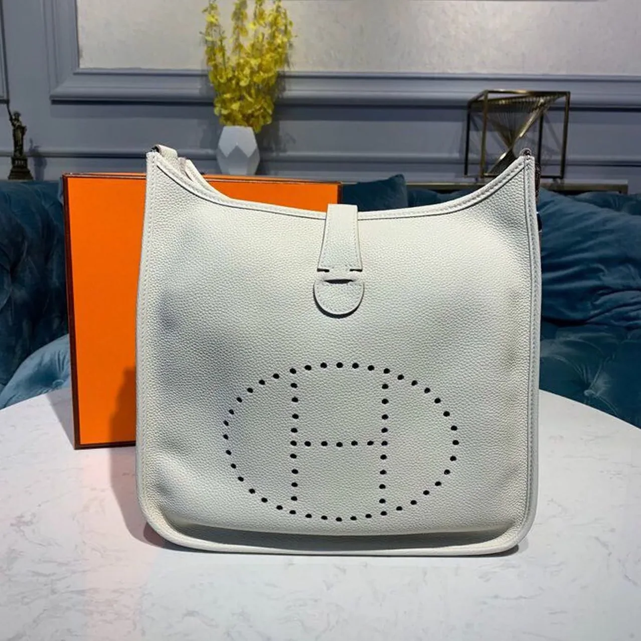 Hermes Evelyne III GM Bag White / Hermes Evelyne III GM Bag White /