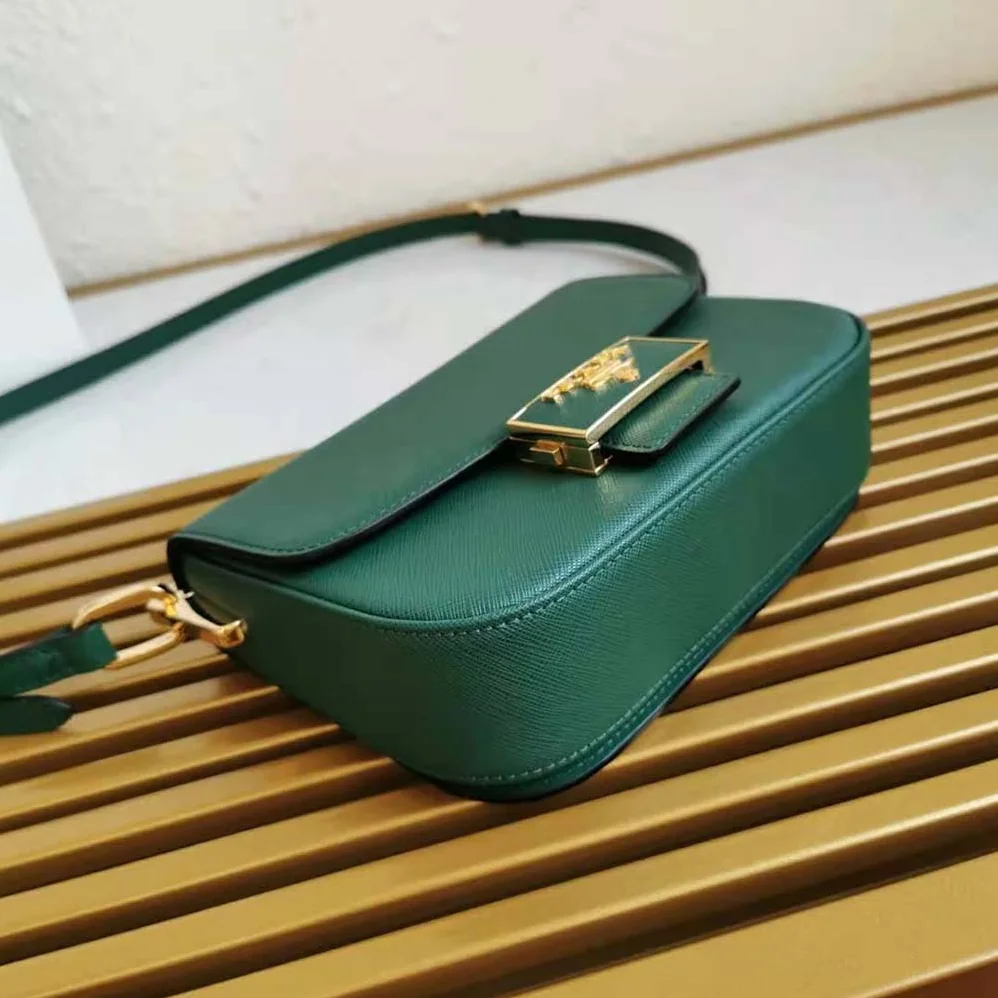 Prada Saffiano Leather Prada Embleme Bag for Women in Green