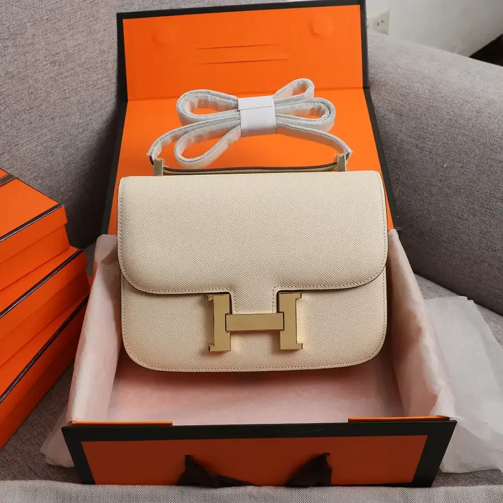 Hermes Constance 18 Bag Epsom Leather for Women in White/Gold