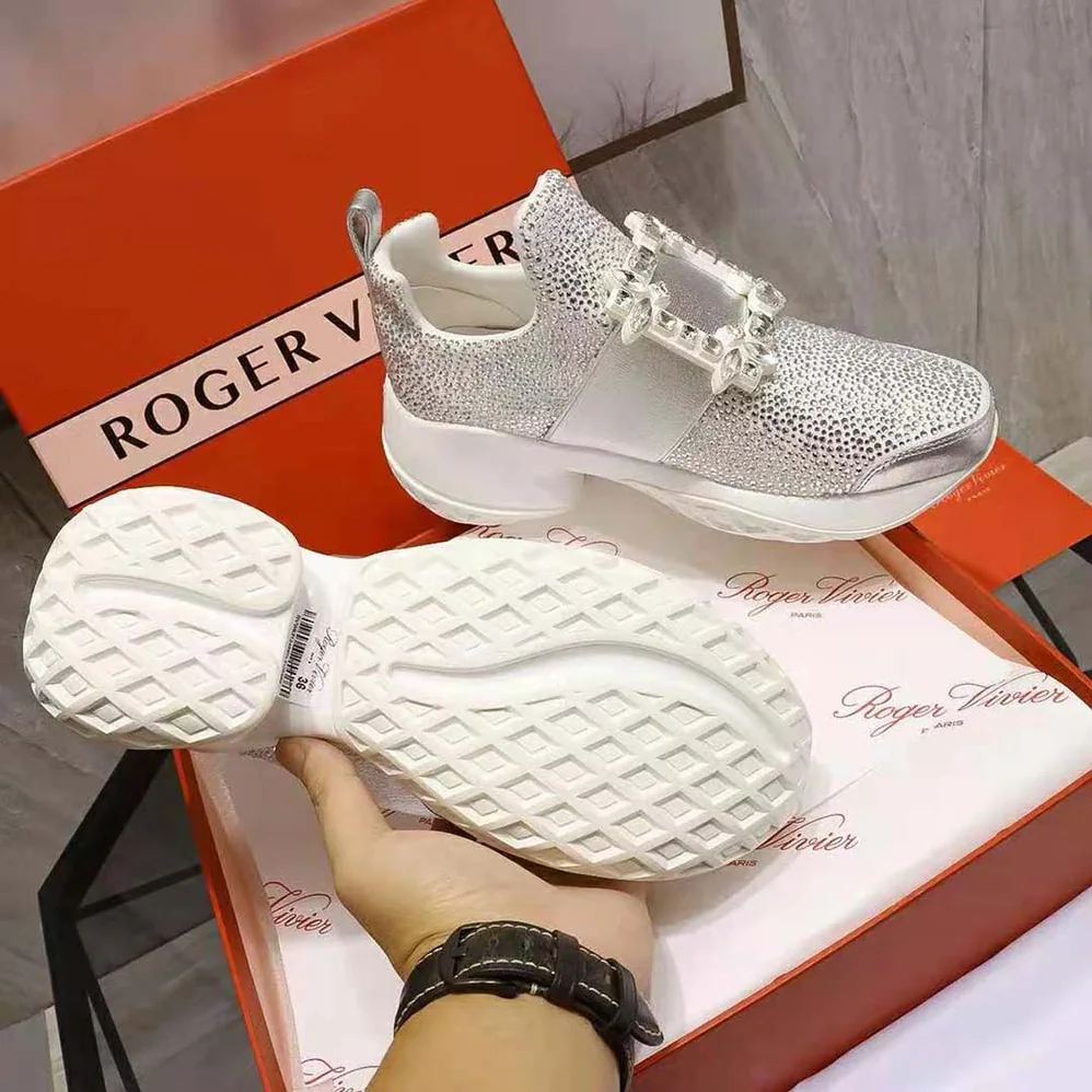 Roger Vivier Viv' Run Bling Strass Buckle Sneakers in Technical Fabrics for Women