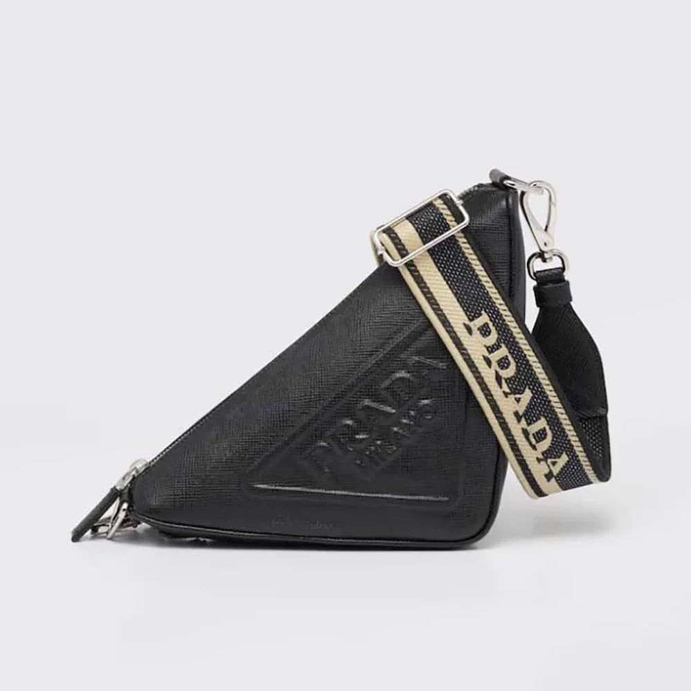 Prada Saffiano Prada Triangle Bag for Women in Black