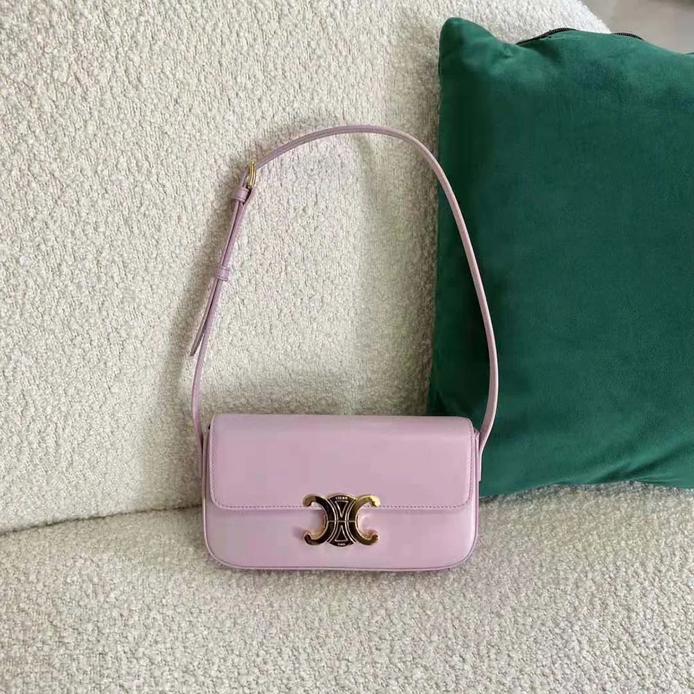 Celine Triomphe Shoulder Bag in Natural Calfskin for Women in Purple Celine Triomphe Shoulder Bag in Natural Calfskin for Women in Purple