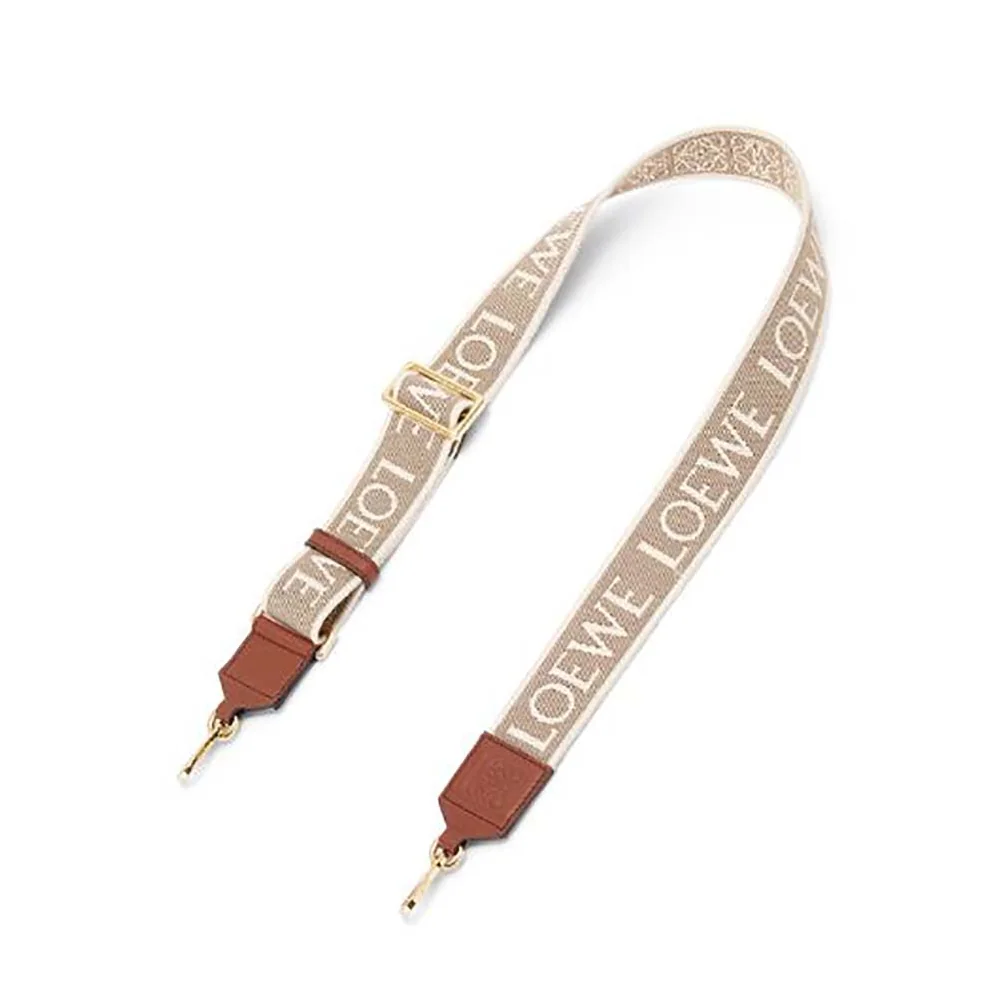 Loewe Anagram Strap in Jacquard and Calfskin for Women in Tan Loewe Anagram Strap in Jacquard and Calfskin for Women in Tan