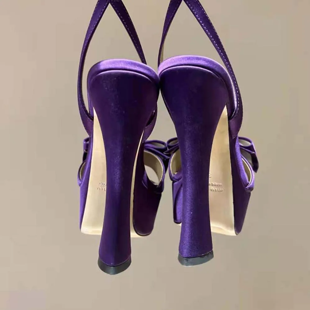 Miu Miu Satin Platform Sandals 135 mm Heel Height for Women in Purple