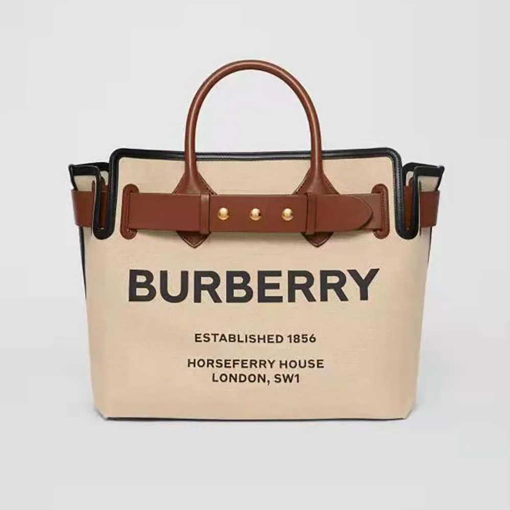 Burberry Horseferry Soft Cotton Canvas Belt Tote Bag for Women Burberry Horseferry Soft Cotton Canvas Belt Tote Bag for Women