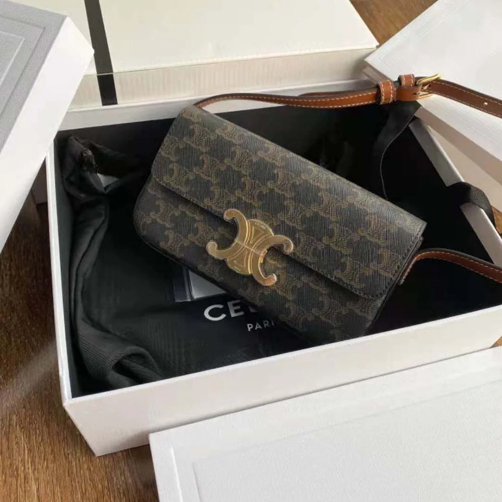 Celine Triomphe Shoulder Bag in Triomphe Canvas and Calfksin for Women Celine Triomphe Shoulder Bag in Triomphe Canvas and Calfksin for Women