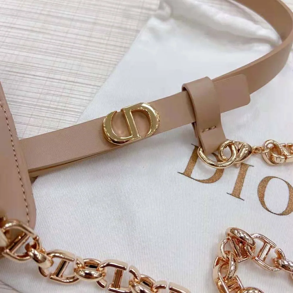 Dior Caro Belt with Removable Pouch Hazelnut Smooth Calfskin and Cannage Calfskin 15 MM for Women