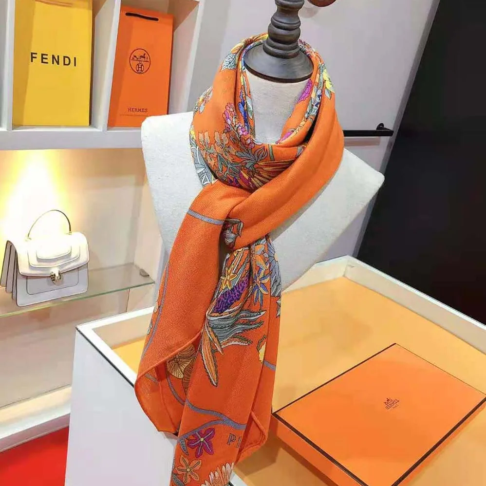 Hermes Planifleurs Scarf 90 for Women in Orange