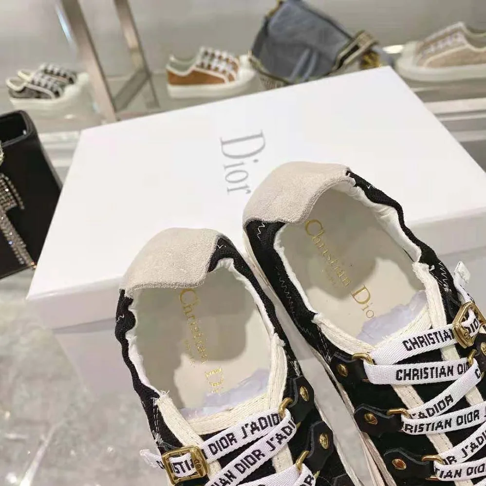Dior Walk N Dior Sneaker Black Canvas and White Suede Calfskin for Women Dior Walk N Dior Sneaker Black Canvas and White Suede Calfskin for Women