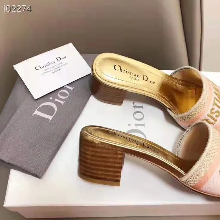 Dior Dway Mule in Embroidered Cotton for Women in Gold Dior Dway Mule in Embroidered Cotton for Women in Gold