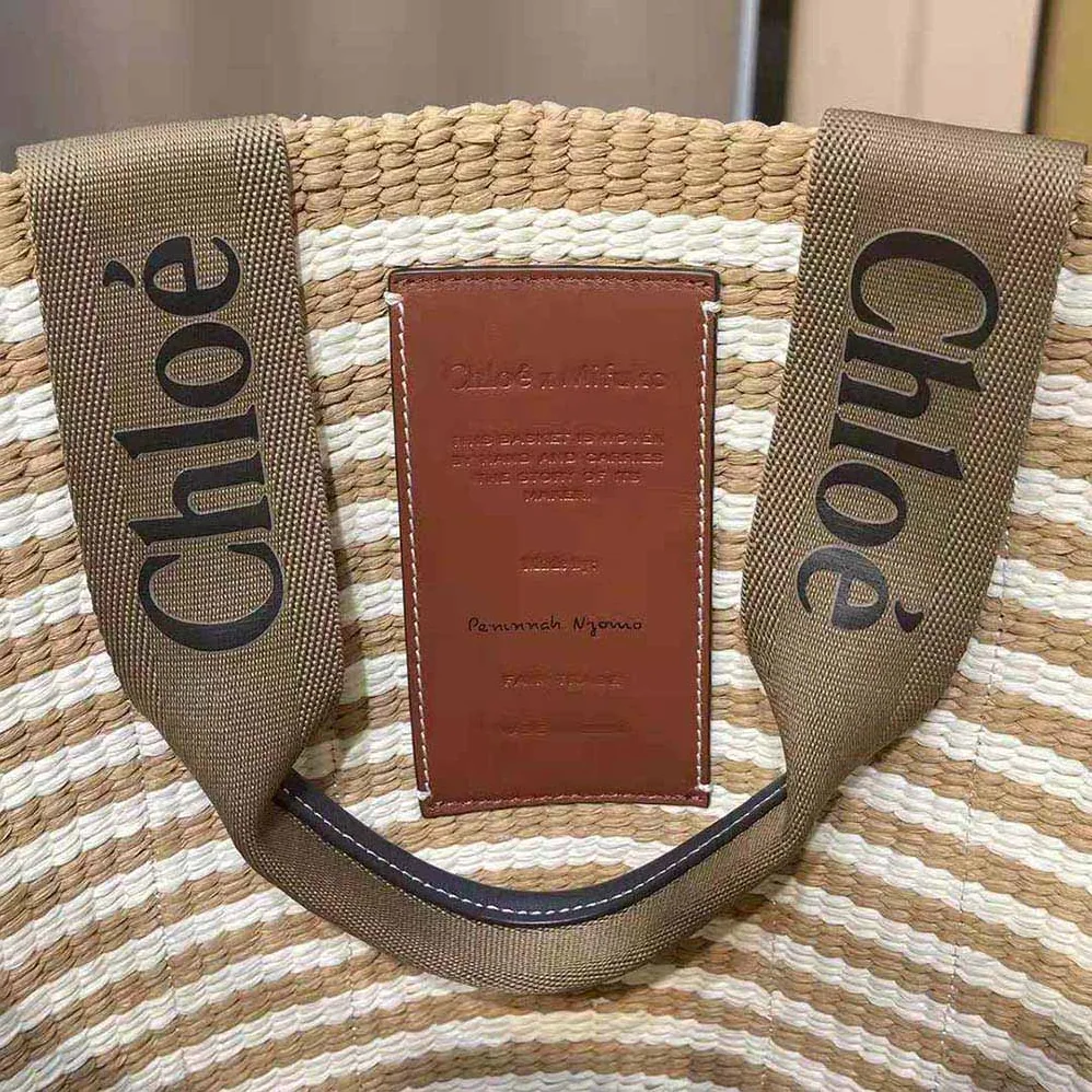 Chloe Large Woody basket in Fair-Trade Paper with the Woody Ribbon for Women