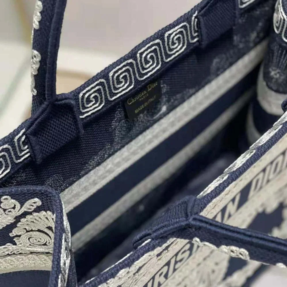 Dior Medium Dior Book Tote Blue Cornely for Women in Effect Embroidered Calfskin