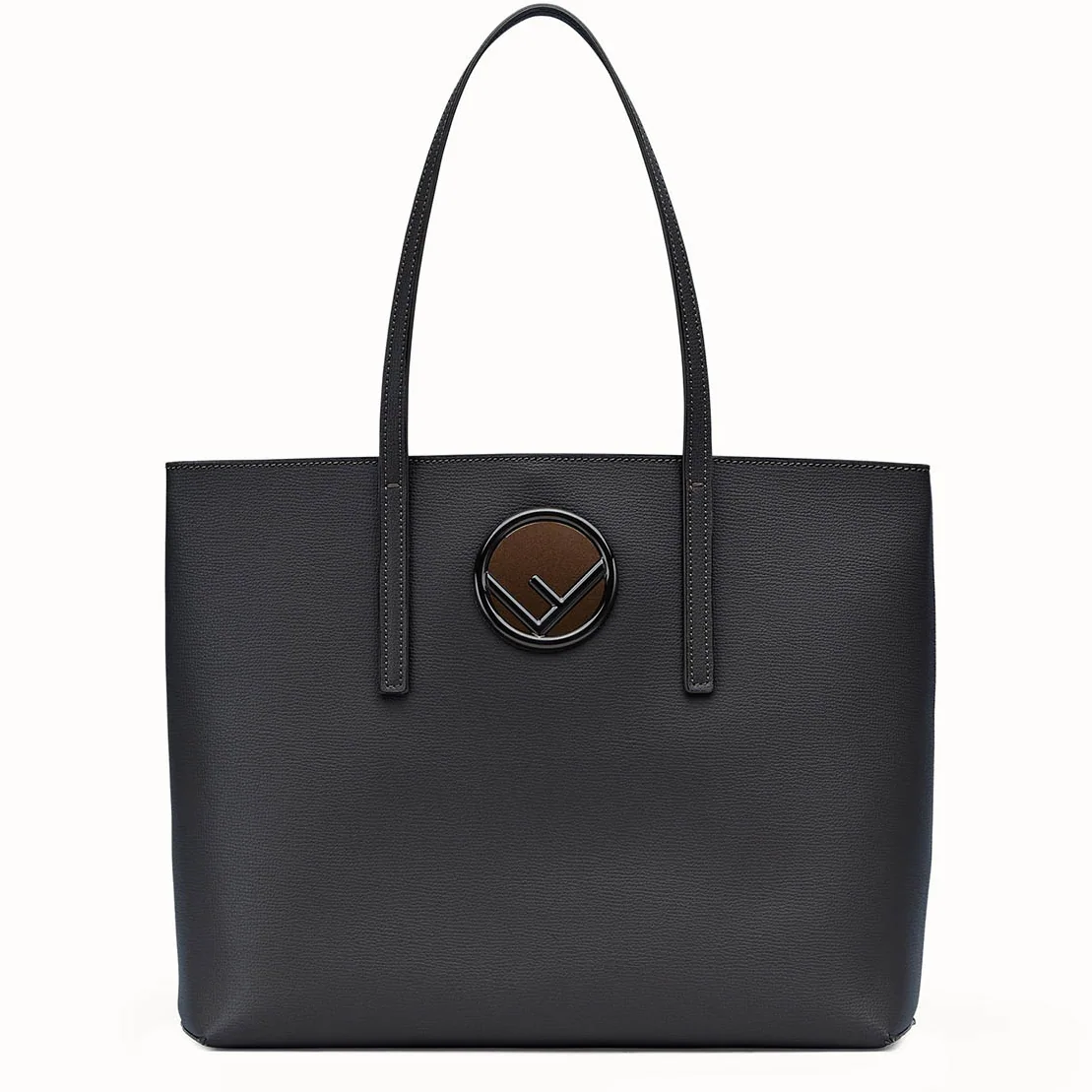 Fendi Leather Logo Shopper Bag for Women in Black