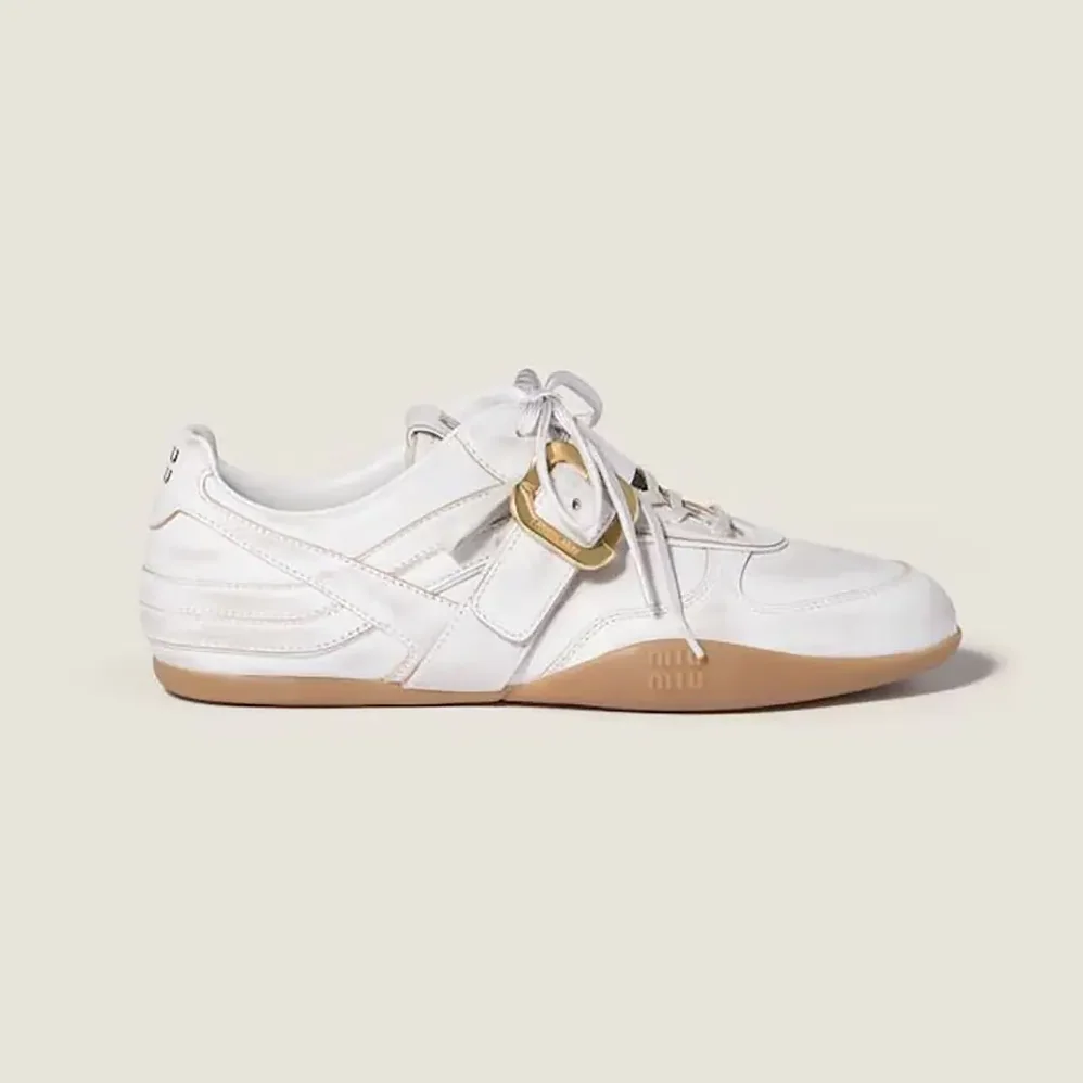 Miu Miu Gymnasium Leather Sneakers With Strap and Buckle for Women