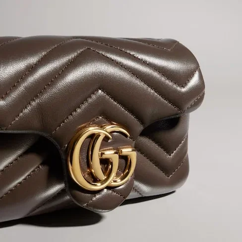 Gucci Marmont Mini Shoulder Bag in Dark Taupe Gold Hardware Gucci Marmont Mini Shoulder Bag in Dark Taupe Gold Hardware