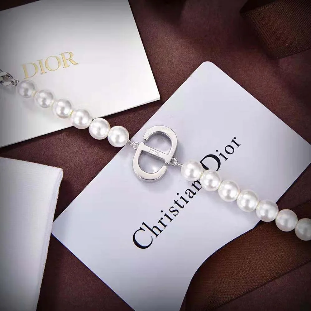 Dior 30 Montaigne Long Necklace Silver-Finish Metal and Silver for Women in Tone Crystals