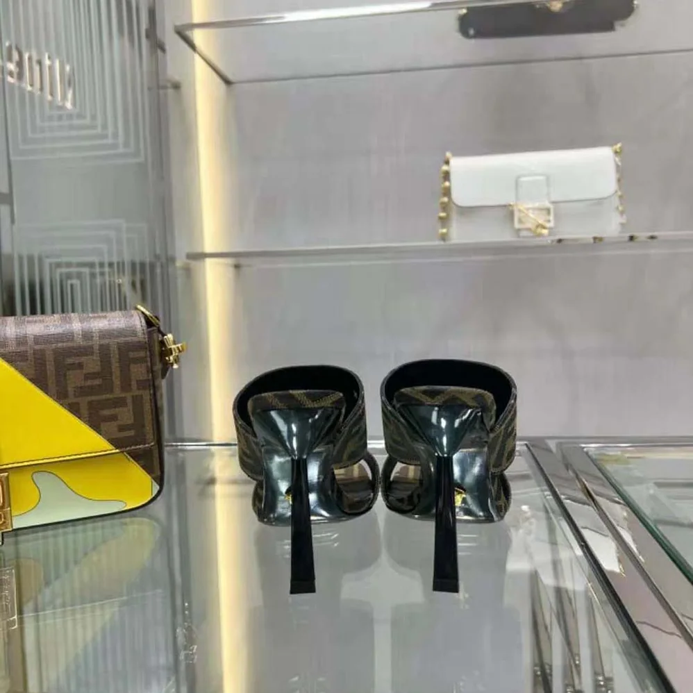 Versace Fendace FF Jacquard Mules for Women in Brown Versace Fendace FF Jacquard Mules for Women in Brown