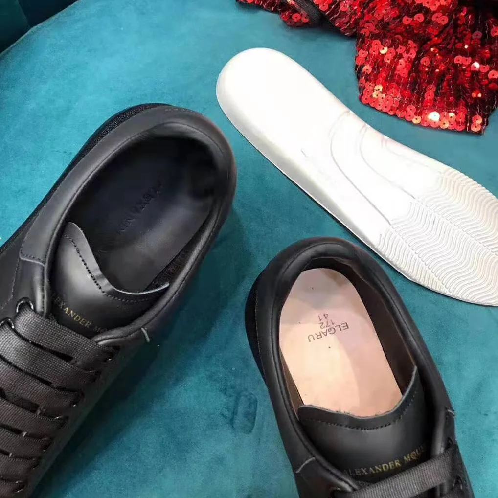 Alexander Mcqueen Shoes Oversized Sneaker Black Smooth Calf Leather Sneaker for Men