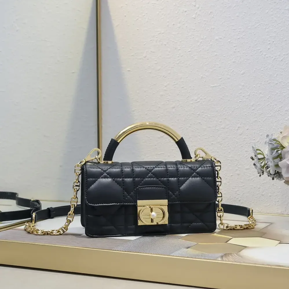 Dior Mini Dior Ange Bag Black Macrocannage Calfskin for Women