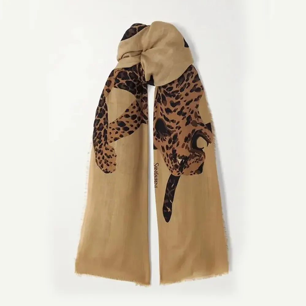 Saint Laurent YSL Cassandre Square Scarf In Wool Twill for Women Saint Laurent YSL Cassandre Square Scarf In Wool Twill for Women