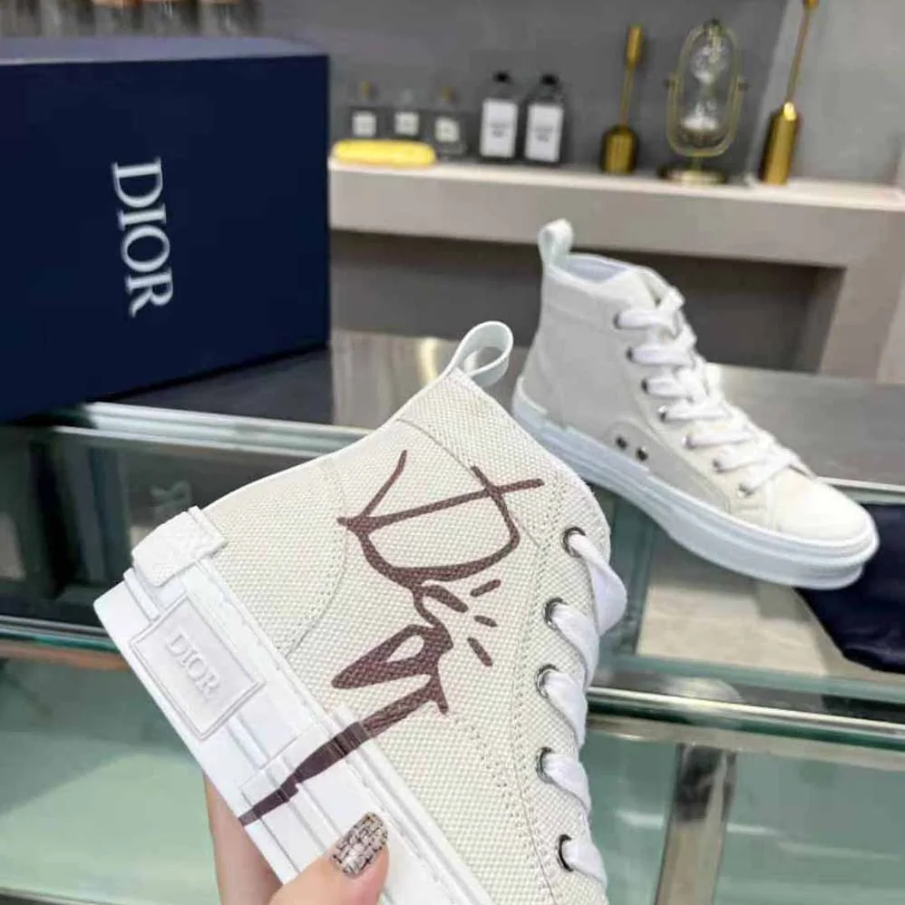 Dior B23 Cactus Jack Dior High-Top Sneaker Cream and Coffee Cotton Canvas for Men