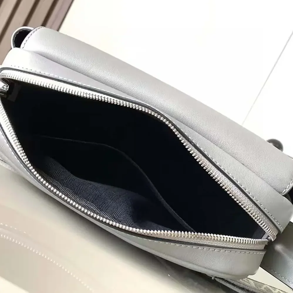Loewe XS Military Messenger Bag in Supple Smooth Calfskin and Jacquard for Men in Grey