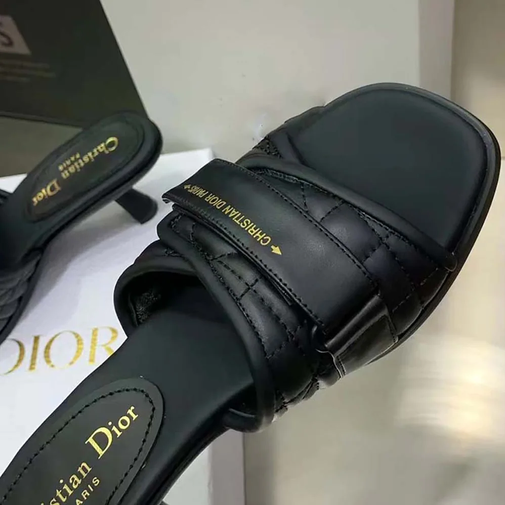 Dior Dio(r)evolution Heeled Slide Black Quilted Cannage Calfskin for Women Dior Dio(r)evolution Heeled Slide Black Quilted Cannage Calfskin for Women